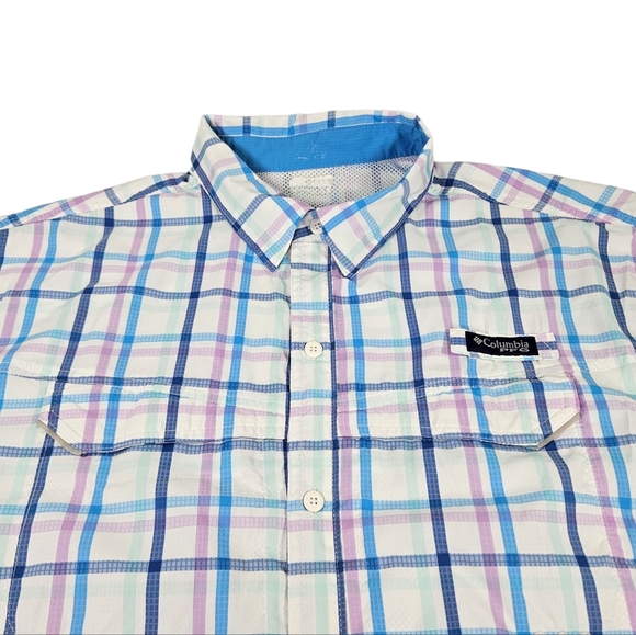 Columbia PFG Plaid Vented Fishing Shirt Short Sleeve Men's Size Large Multicolor - Picture 2 of 12